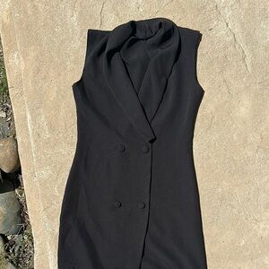 Black Sleeveless blazer dress made in Italy